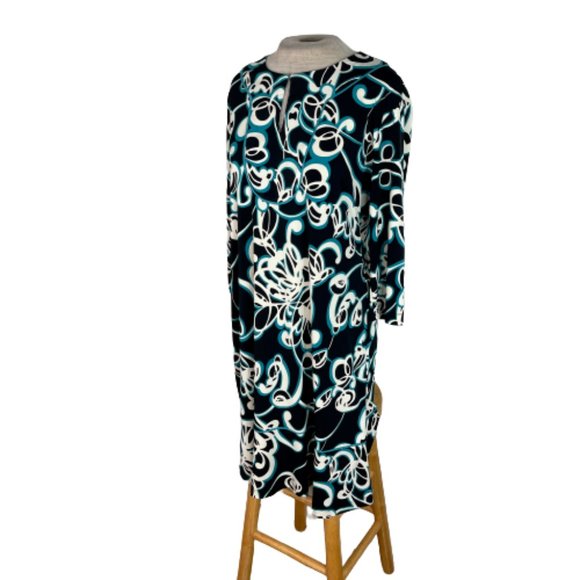 Chico's Dresses & Skirts - Chicos Stretch Knit Mini Dress Black Green Tan L Large